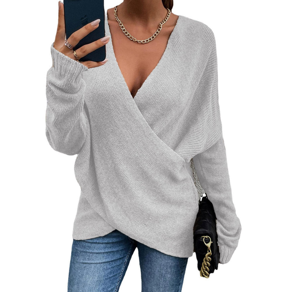 Damer Oversize Stickad tröja med V-ringning och avslappnad look Mirla-Eva Jonsson