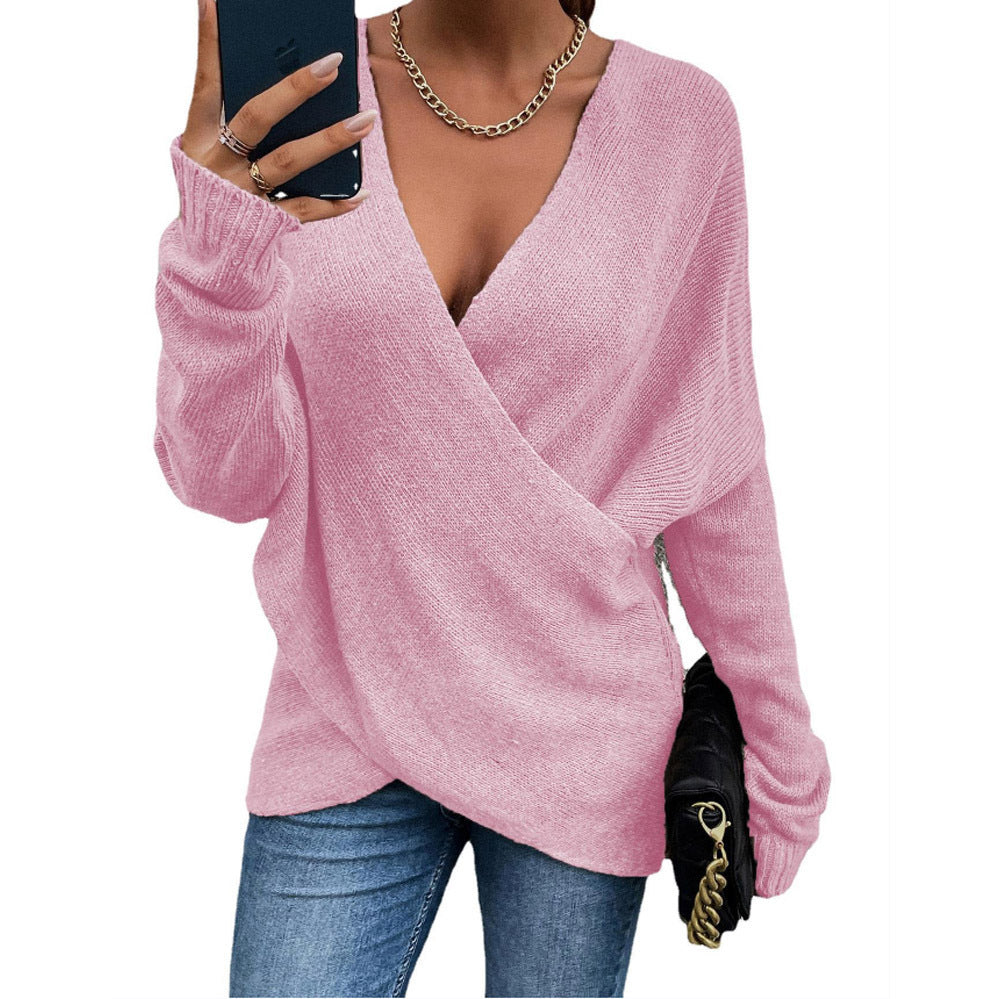 Damer Oversize Stickad tröja med V-ringning och avslappnad look Mirla-Eva Jonsson