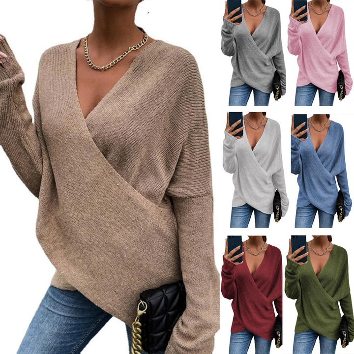 Damer Oversize Stickad tröja med V-ringning och avslappnad look Mirla-Eva Jonsson
