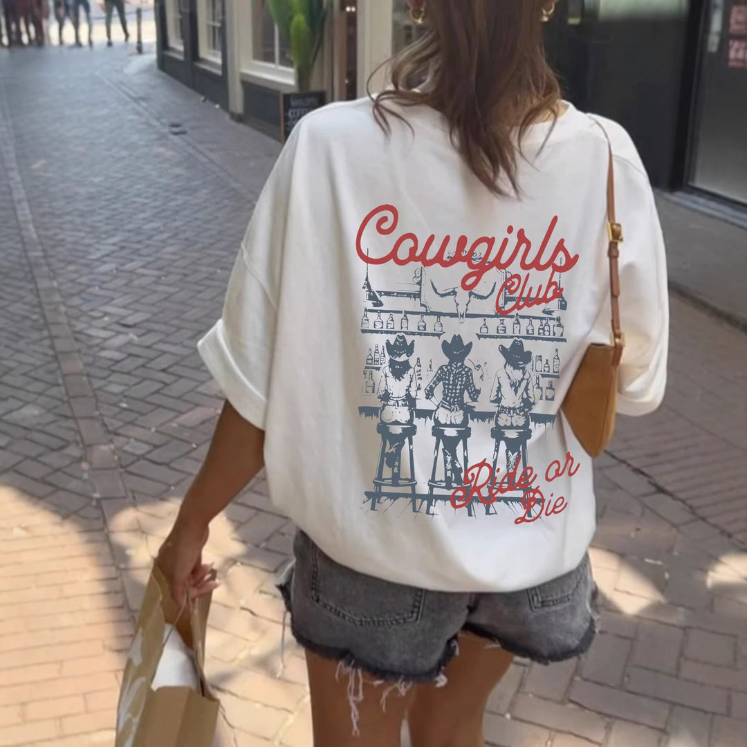 Damer Oversize T-shirt med retro cowgirl-motiv Mirla-Eva Jonsson