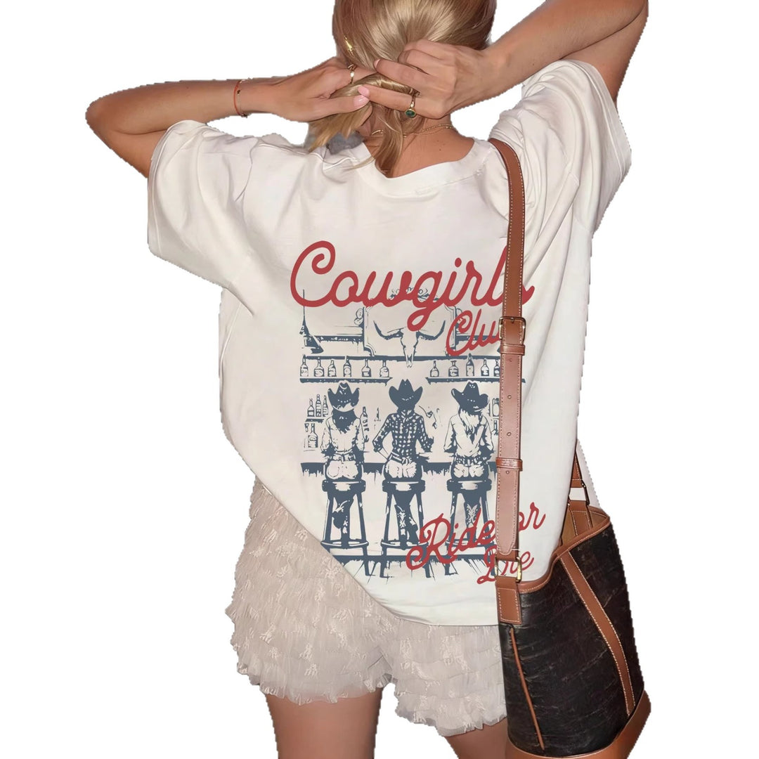 Damer Oversize T-shirt med retro cowgirl-motiv Mirla-Eva Jonsson
