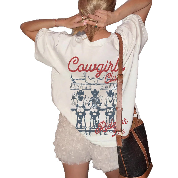 Damer Oversize T-shirt med retro cowgirl-motiv Mirla-Eva Jonsson