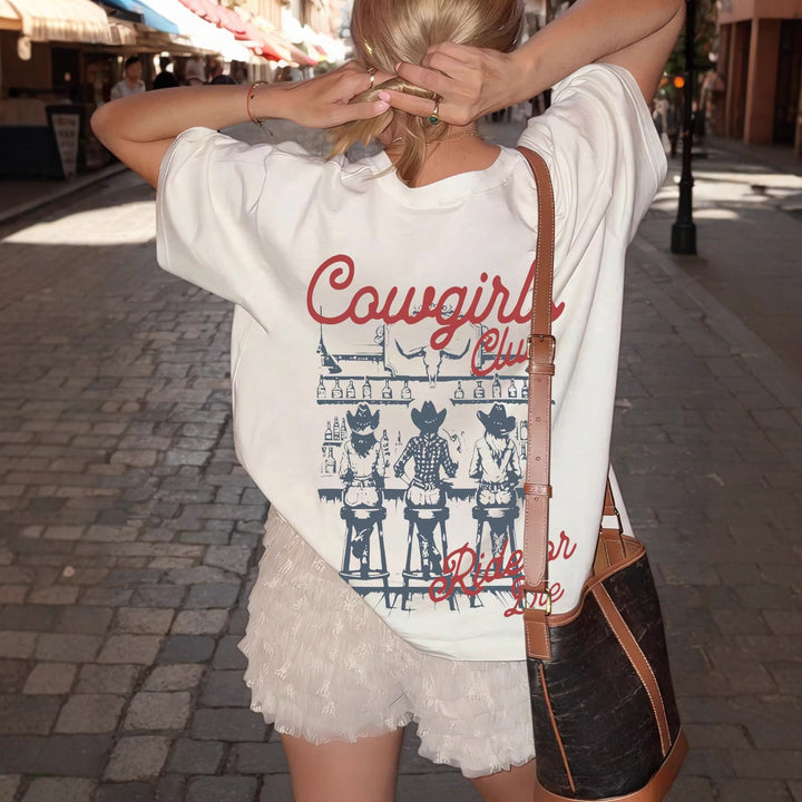 Damer Oversize T-shirt med retro cowgirl-motiv Mirla-Eva Jonsson