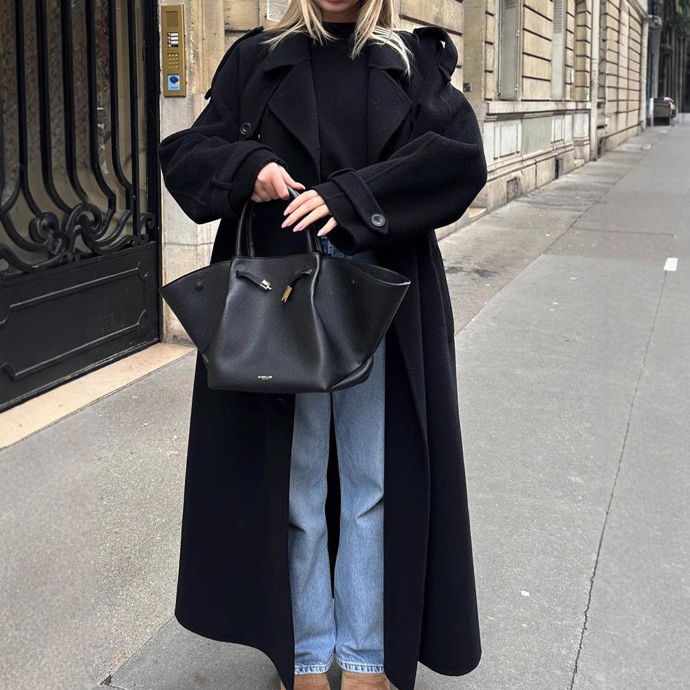 Damer Oversize Vinterkappa med elegant revers och praktiska fickor Eva Jonsson-Eva Jonsson