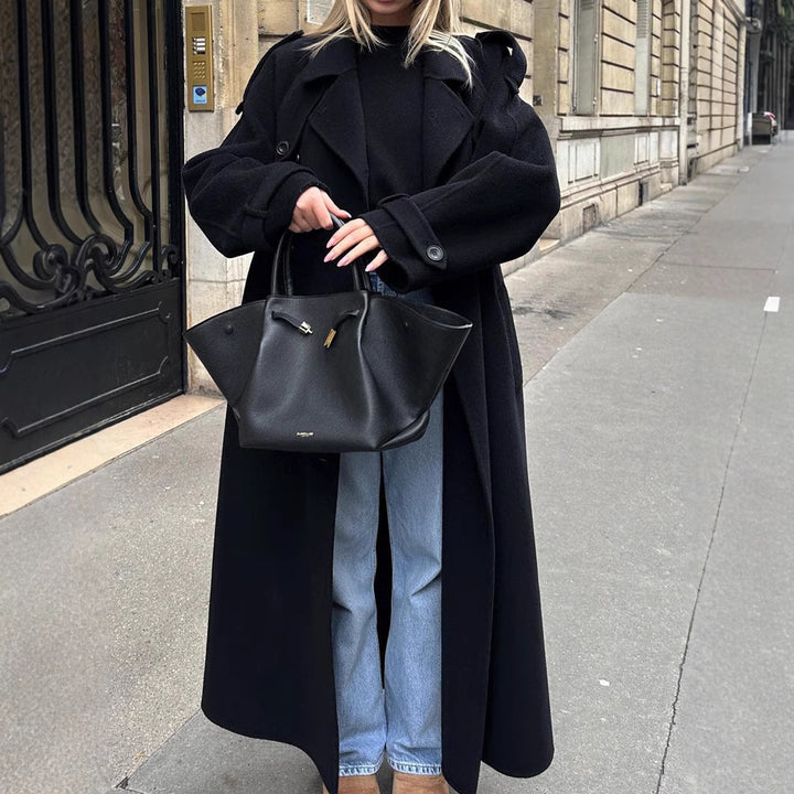 Damer Oversize Vinterkappa med elegant revers och praktiska fickor Eva Jonsson-Eva Jonsson