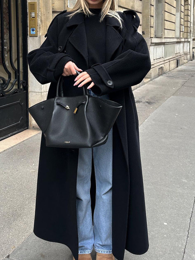 Damer Oversize Vinterkappa med elegant revers och praktiska fickor Eva Jonsson-Eva Jonsson