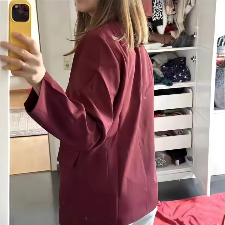 Damer Oversized Blazer med dubbelknäppning och avslappnad passform Eva Jonsson-Eva Jonsson