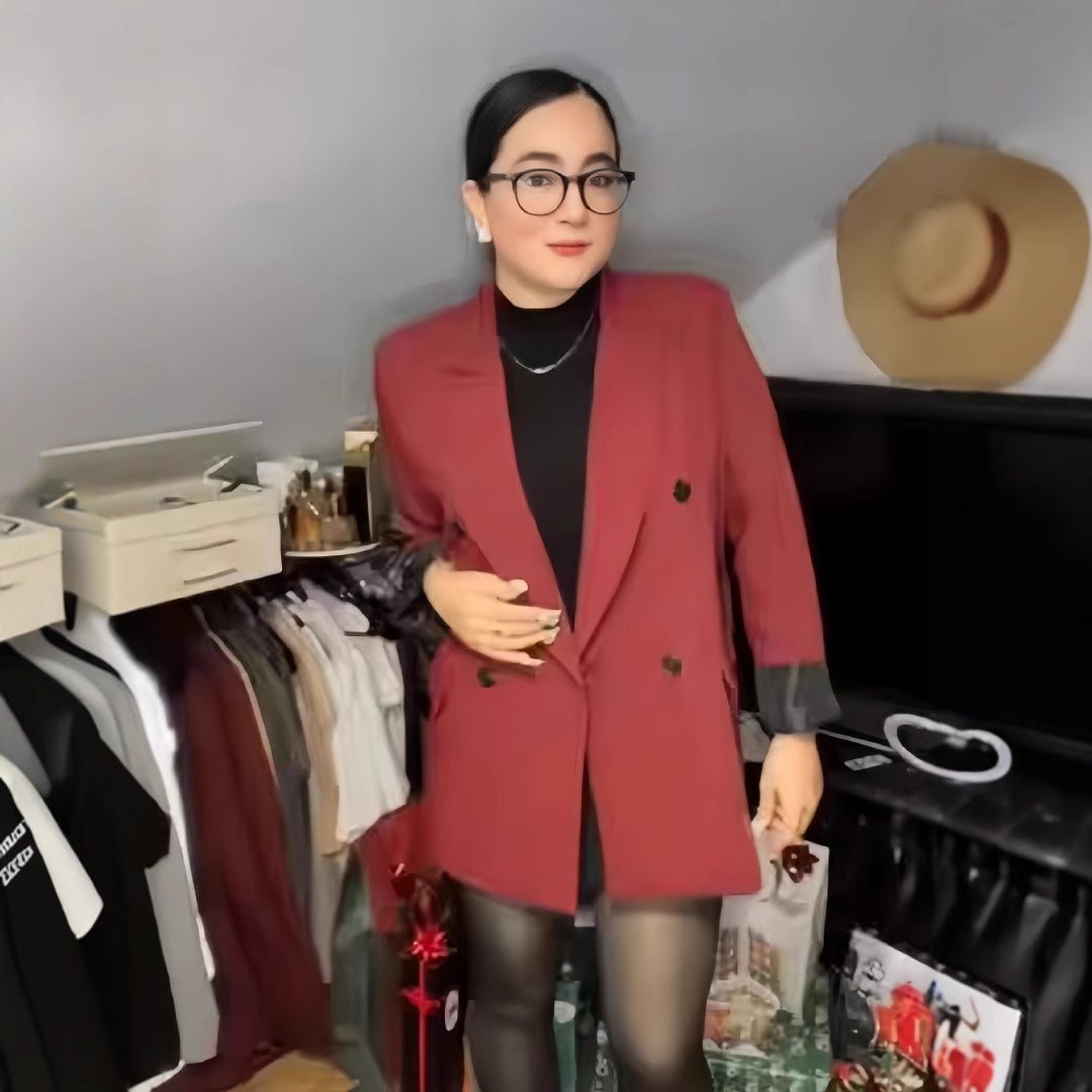 Damer Oversized Blazer med dubbelknäppning och avslappnad passform Eva Jonsson-Eva Jonsson