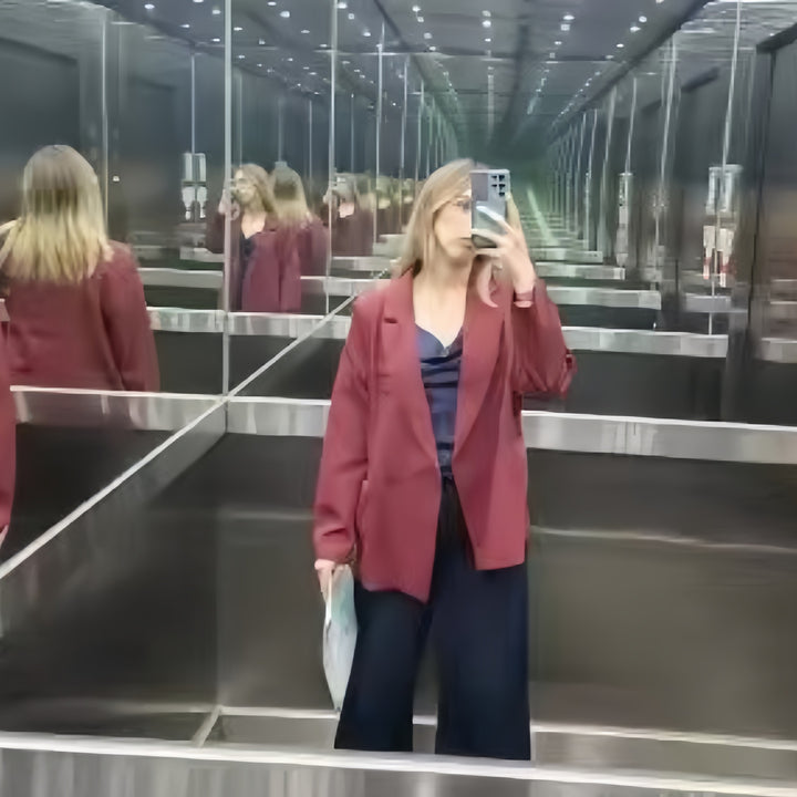 Damer Oversized Blazer med dubbelknäppning och avslappnad passform Eva Jonsson-Eva Jonsson