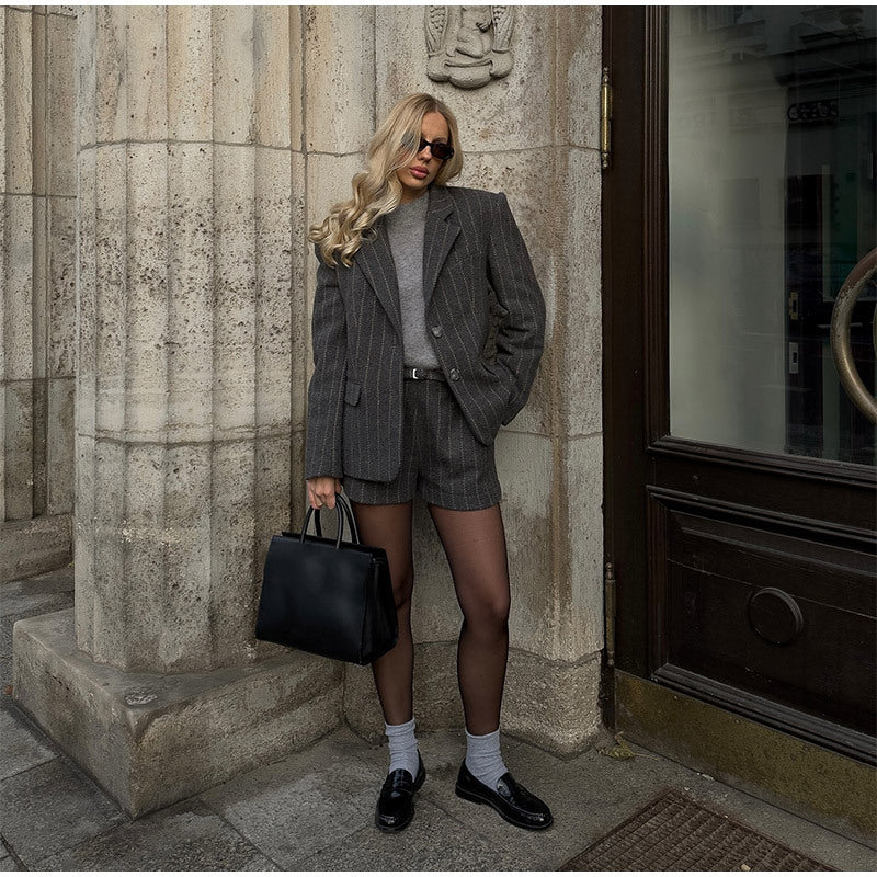Damer Oversized Blazerjacka med eleganta ränder Eva Jonsson-Eva Jonsson