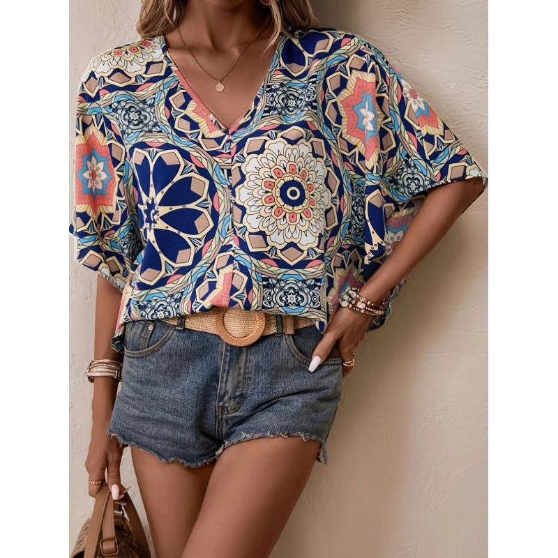 Damer Oversized Blus med kontrasterande blomtryck Mirla-Eva Jonsson