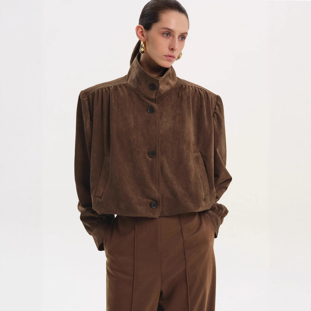 Damer Oversized Blus med stiligt plisserad design och eleganta knapppdetaljer Mirla-Eva Jonsson