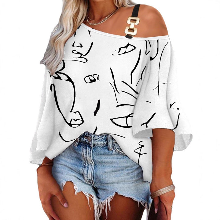 Damer Oversized Blusenskjorta med originell grafisk design Mirla-Eva Jonsson