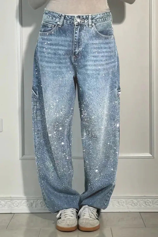 Damer Oversized Cargo-jeans med glittrande detalj Mirla-Eva Jonsson