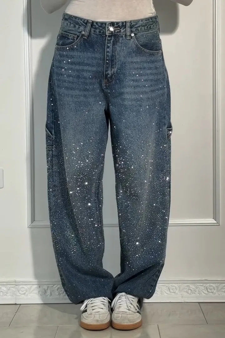 Damer Oversized Cargo-jeans med glittrande detalj Mirla-Eva Jonsson