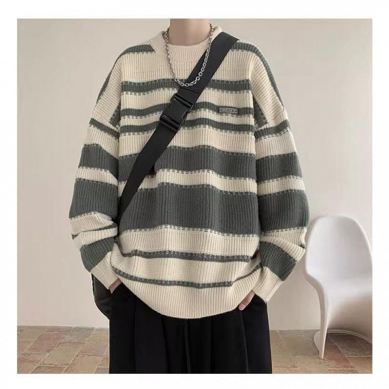 Damer Oversized Casual Stickad Tröja med Randig Design Mirla-Eva Jonsson