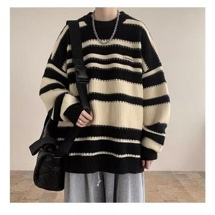 Damer Oversized Casual Stickad Tröja med Randig Design Mirla-Eva Jonsson