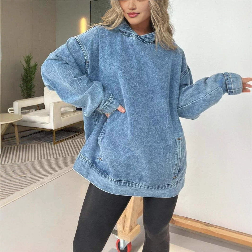 Damer Oversized Denim Hoodie Mirla-Eva Jonsson
