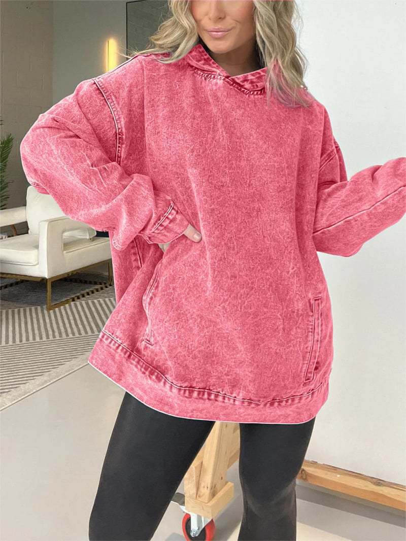 Damer Oversized Denim Hoodie Mirla-Eva Jonsson