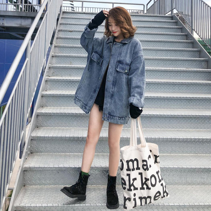 Damer Oversized Denim Jacka med Dekorativa Fickor Mirla 1772199111-Eva Jonsson