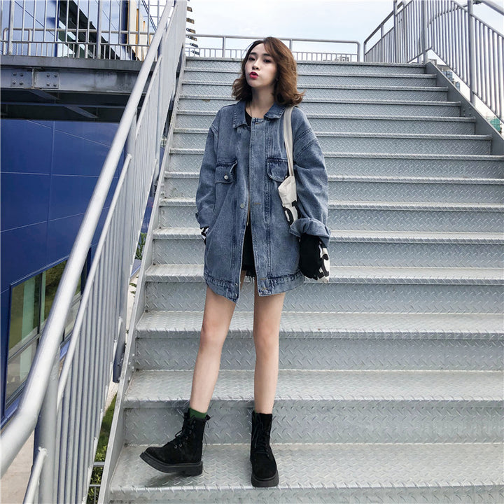 Damer Oversized Denim Jacka med Dekorativa Fickor Mirla 1772199111-Eva Jonsson