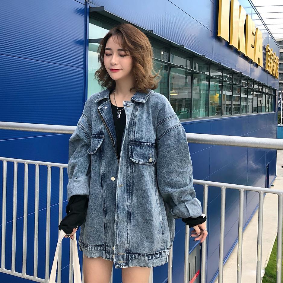 Damer Oversized Denim Jacka med Dekorativa Fickor Mirla 1772199111-Eva Jonsson