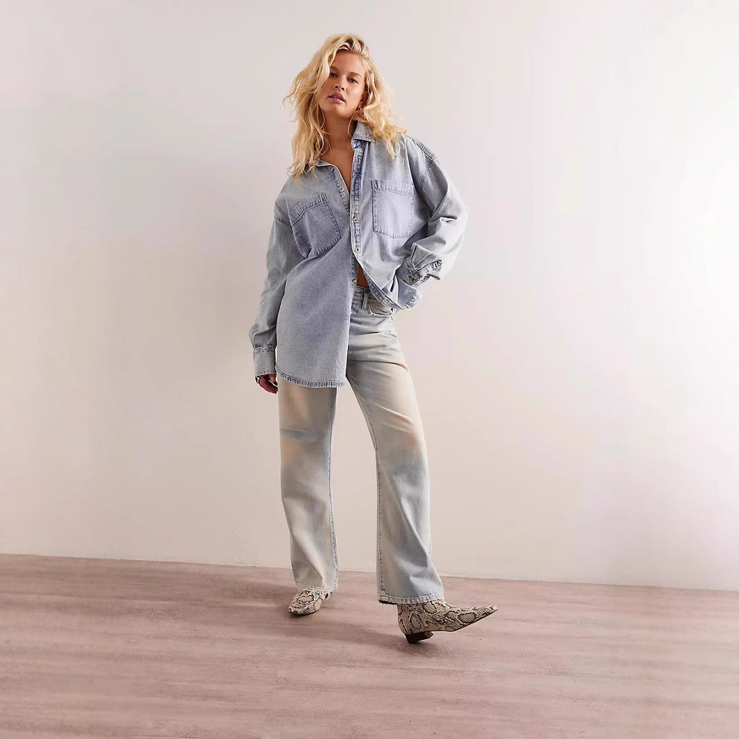 Damer Oversized Denim Skjorta Mirla-Eva Jonsson