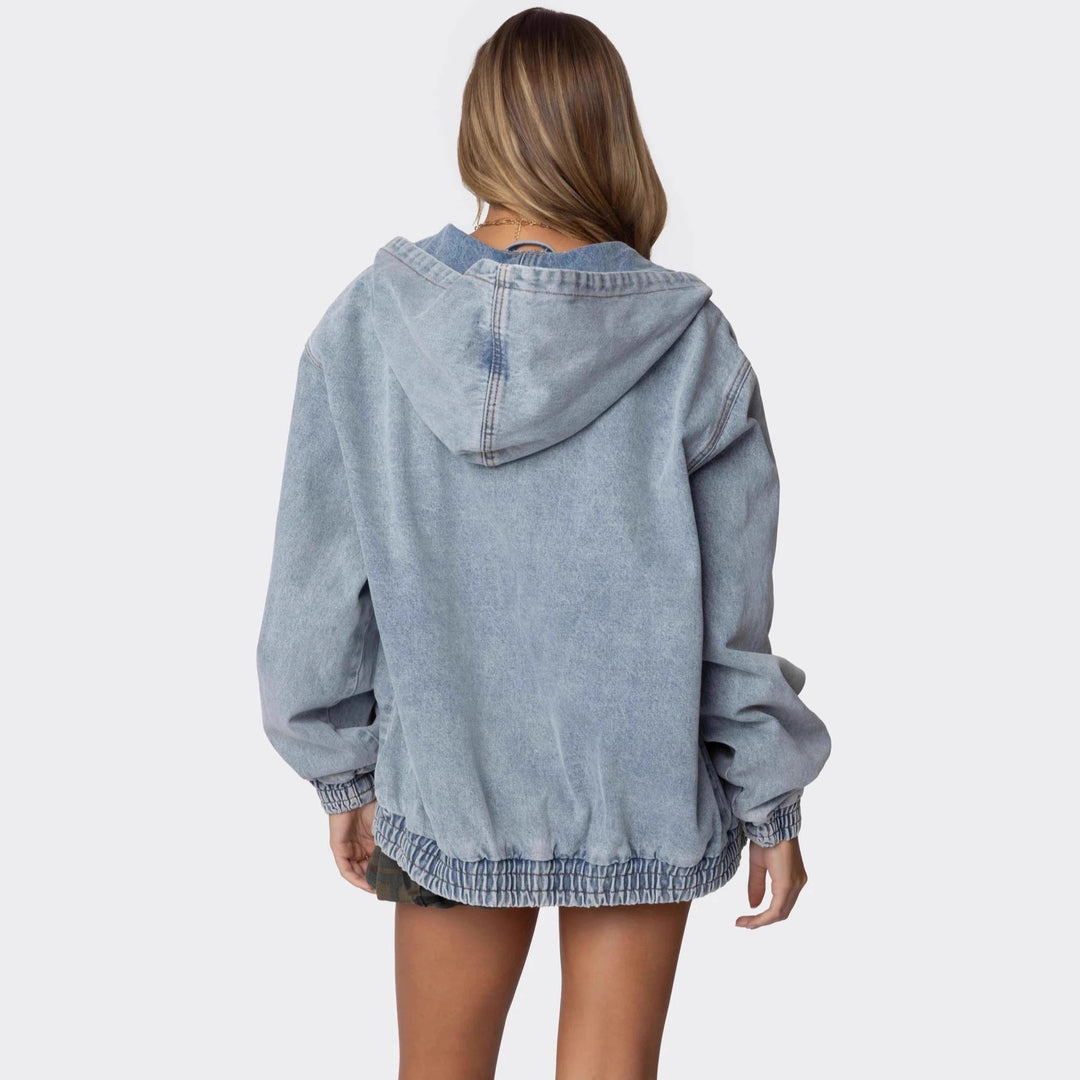 Damer Oversized Denimjacka med huva och elastiska muddar Mirla-Eva Jonsson