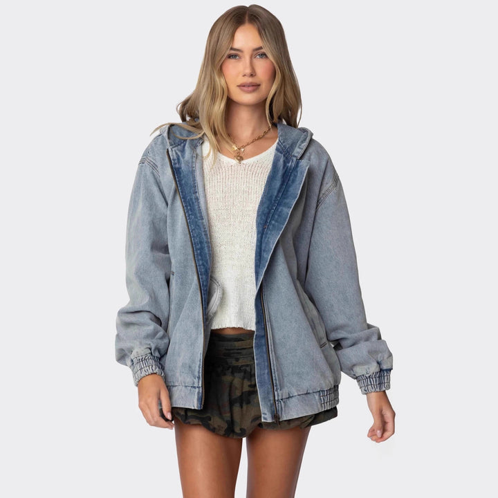 Damer Oversized Denimjacka med huva och elastiska muddar Mirla-Eva Jonsson