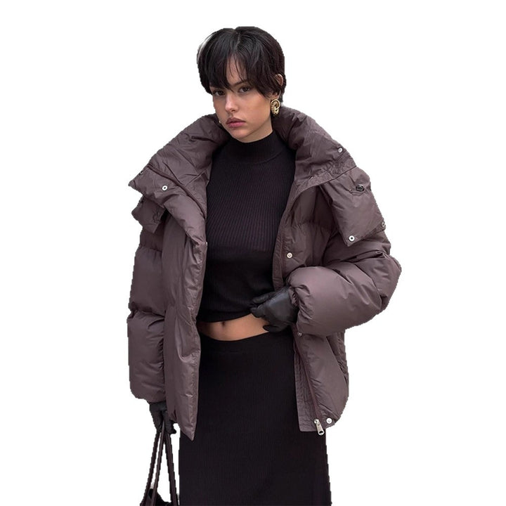 Damer Oversized Dunjacka med moderiktig Ståkrage Mirla-Eva Jonsson