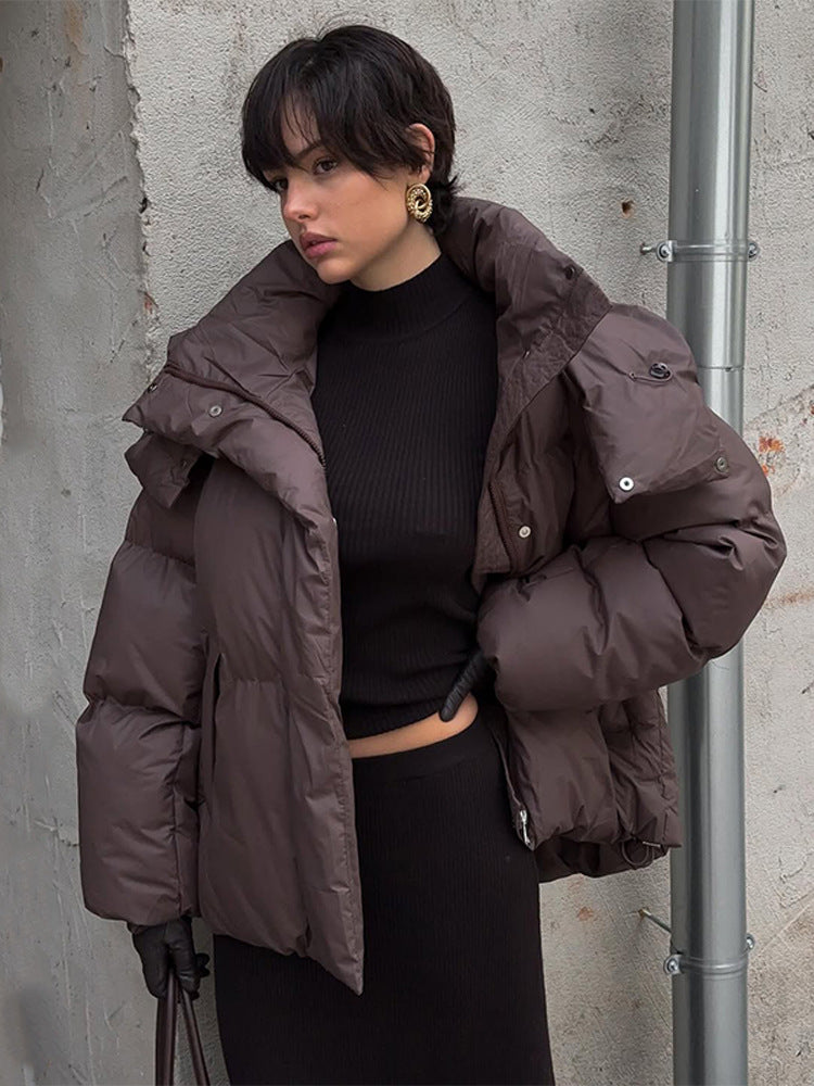 Damer Oversized Dunjacka med moderiktig Ståkrage Mirla-Eva Jonsson