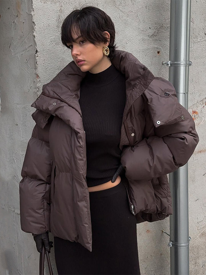 Damer Oversized Dunjacka med moderiktig Ståkrage Mirla-Eva Jonsson