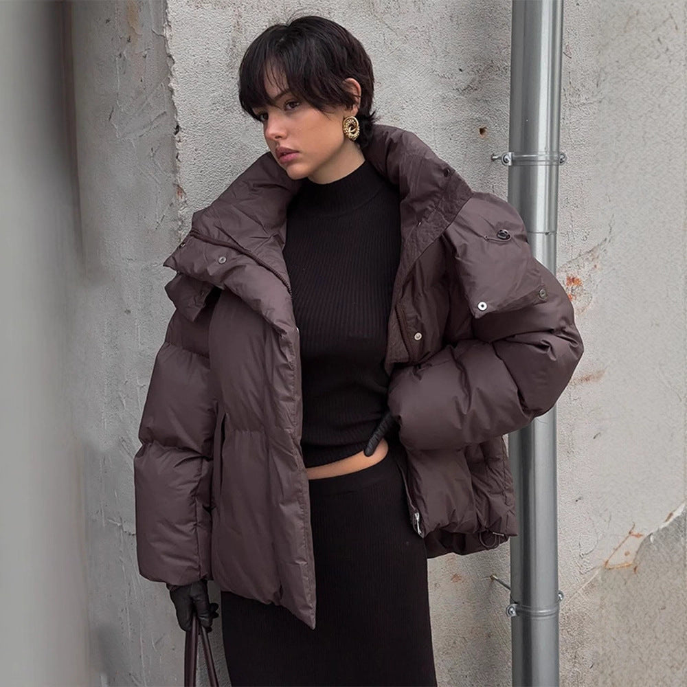 Damer Oversized Dunjacka med moderiktig Ståkrage Mirla-Eva Jonsson