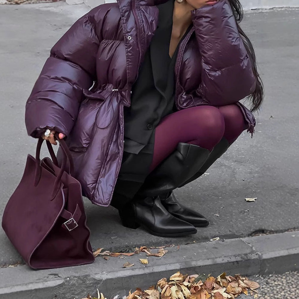 Damer Oversized Dunjacka med synligt quiltat mönster och hög krage Mirla-Eva Jonsson