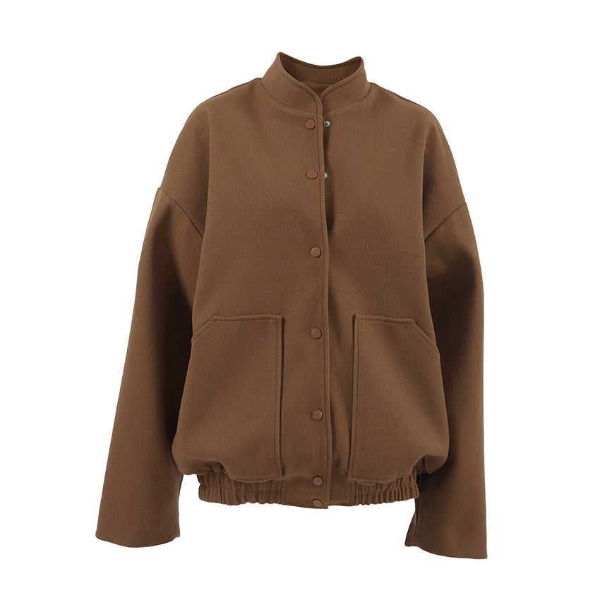 Damer Oversized Fleece-Jacka med tryckknappstängning och sidofickor Mirla-Eva Jonsson