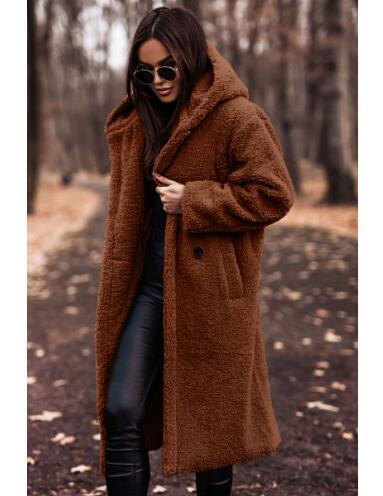Damer Oversized Fleece-Kappa med Huva Mirla-Eva Jonsson