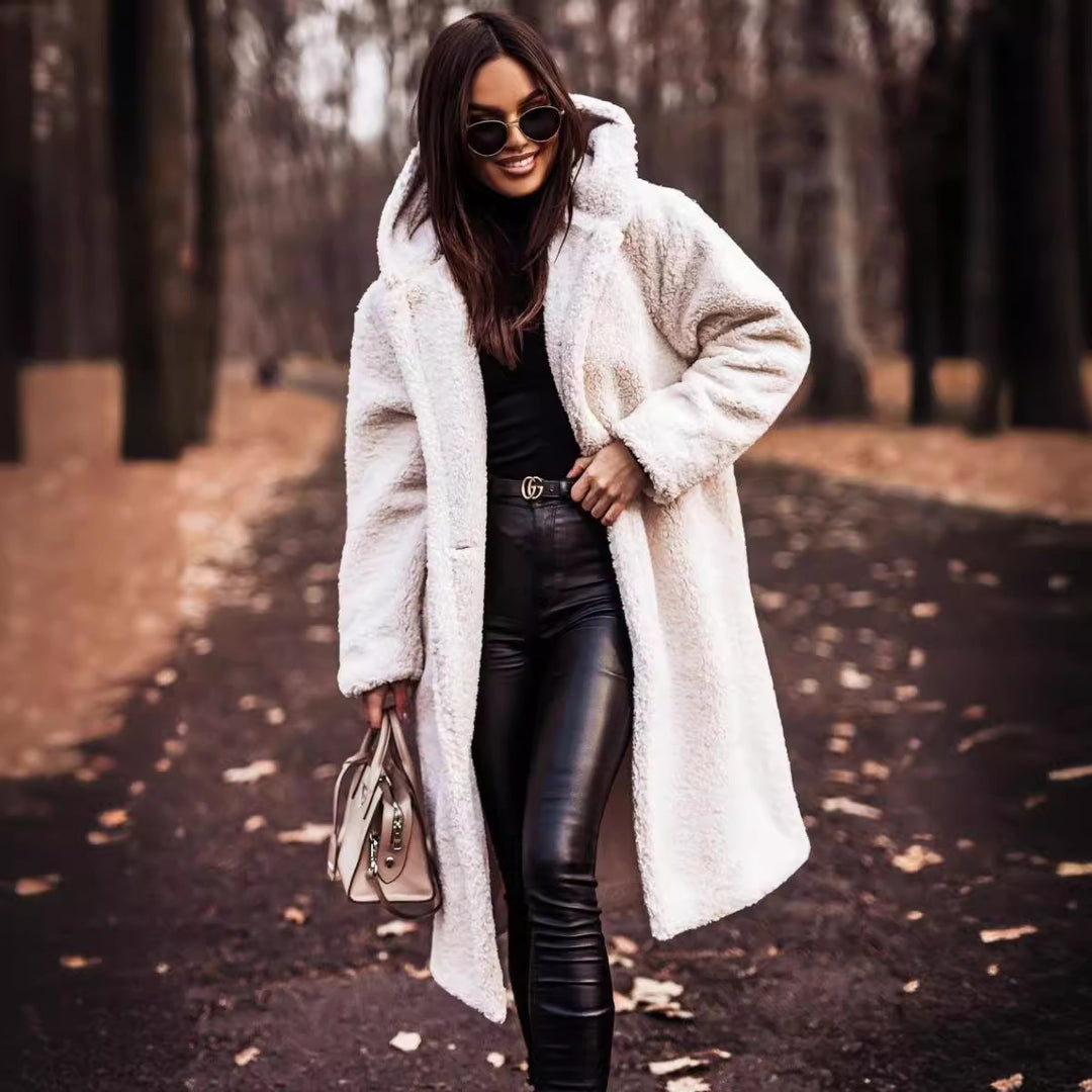Damer Oversized Fleece-Kappa med Huva Mirla-Eva Jonsson