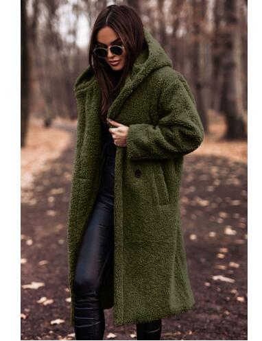 Damer Oversized Fleece-Kappa med Huva Mirla-Eva Jonsson