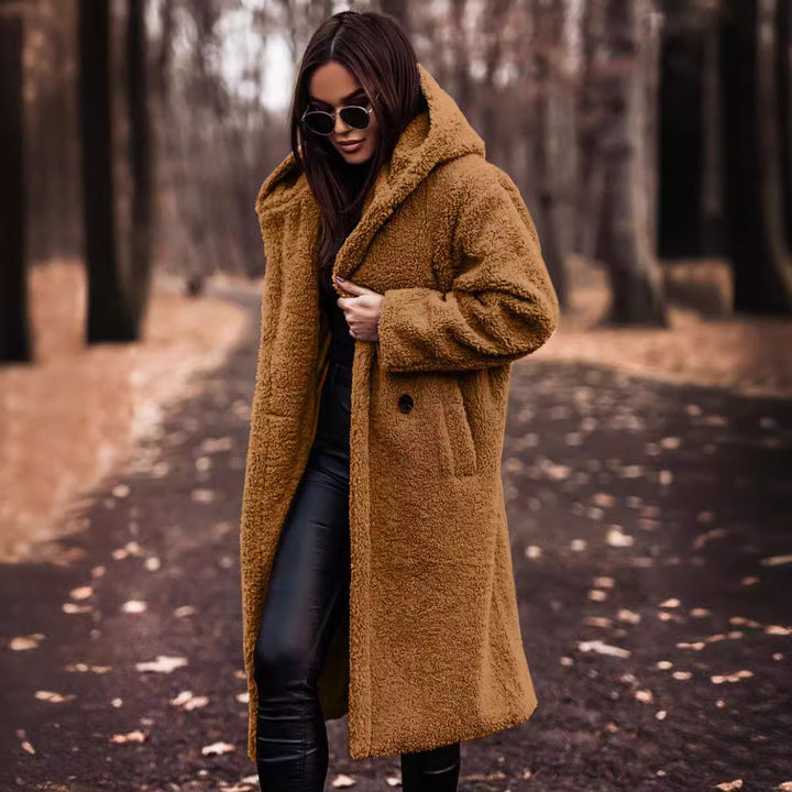 Damer Oversized Fleece-Kappa med Huva Mirla-Eva Jonsson