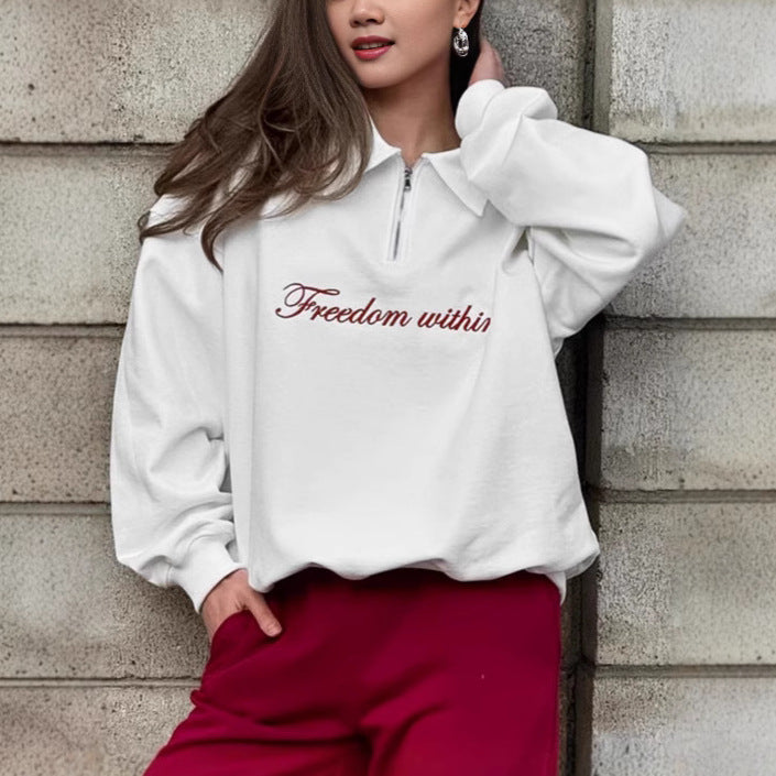 Damer Oversized Fleece-Skjorta med dragkedja och elegant tryck Mirla-Eva Jonsson