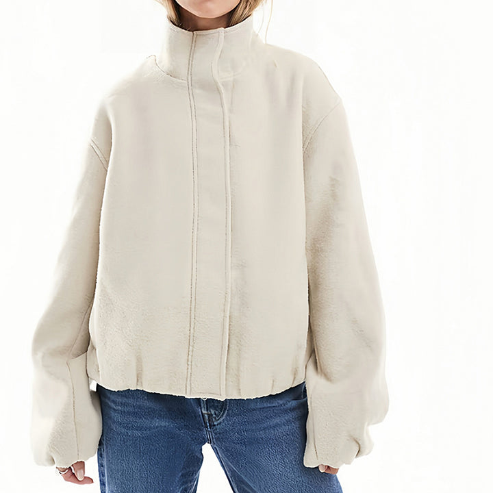 Damer Oversized Fleecejacka med hög krage och dragkedja Mirla-Eva Jonsson