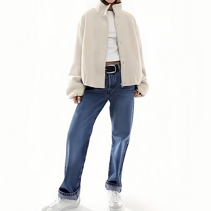 Damer Oversized Fleecejacka med hög krage och dragkedja Mirla-Eva Jonsson