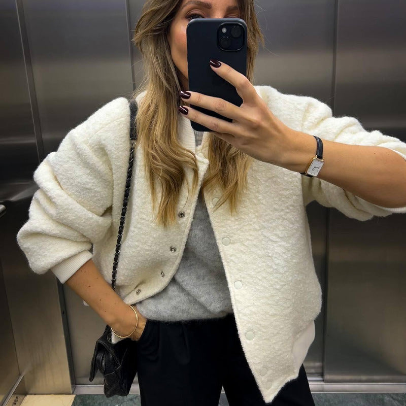 Damer Oversized Fleecejacka med knappstängning och sidofickor Mirla-Eva Jonsson
