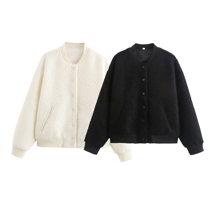 Damer Oversized Fleecejacka med knappstängning och sidofickor Mirla-Eva Jonsson