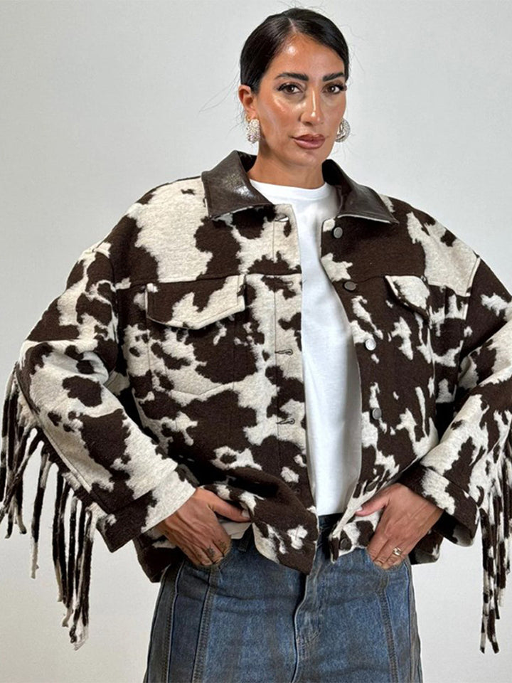 Damer Översized Fringejacka med kosmönster Mirla-Eva Jonsson