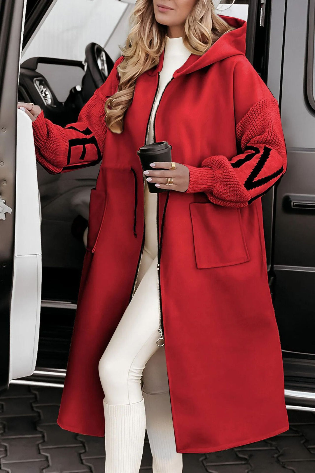 Damer Oversized Hooded Cloak med sid fickor och dragkedja Mirla-Eva Jonsson