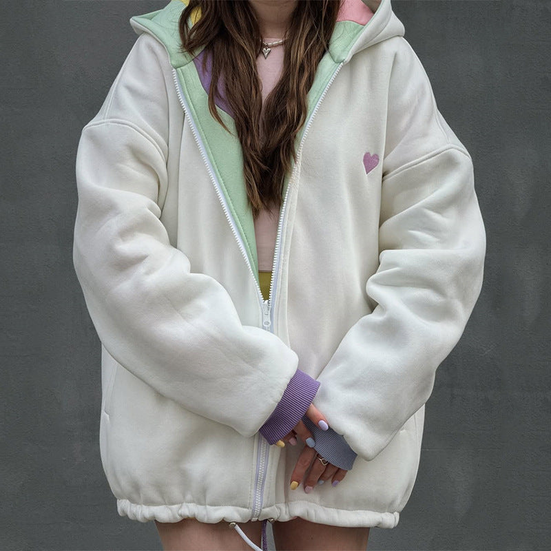 Damer Oversized Hoodie-jacka med färgglad vågmönster Mirla-Eva Jonsson