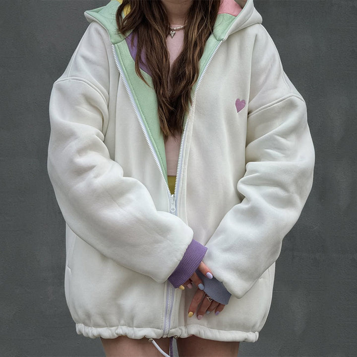 Damer Oversized Hoodie-jacka med färgglad vågmönster Mirla-Eva Jonsson