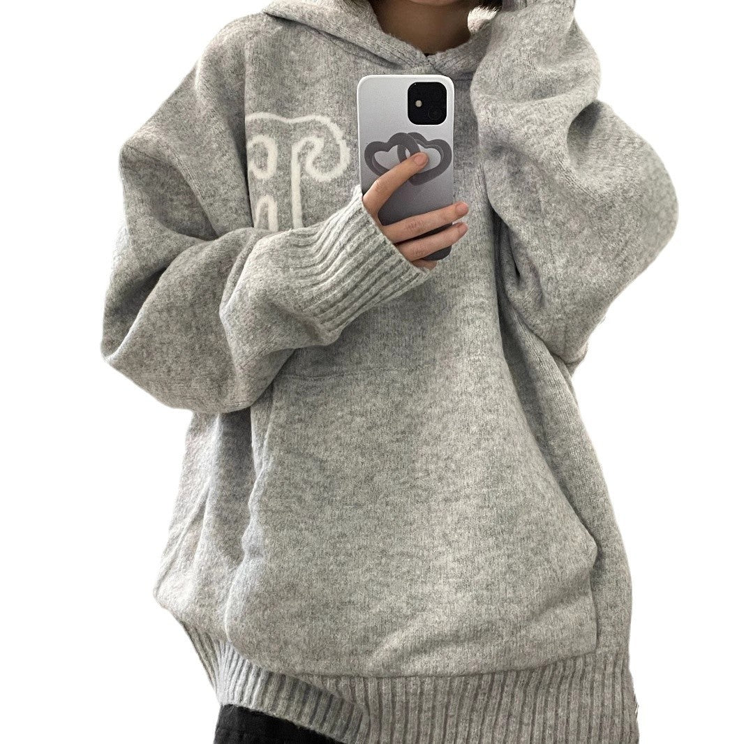 Damer Oversized Hoodie med breda ribbade muddar och elegant logotyp Eva Jonsson-Eva Jonsson
