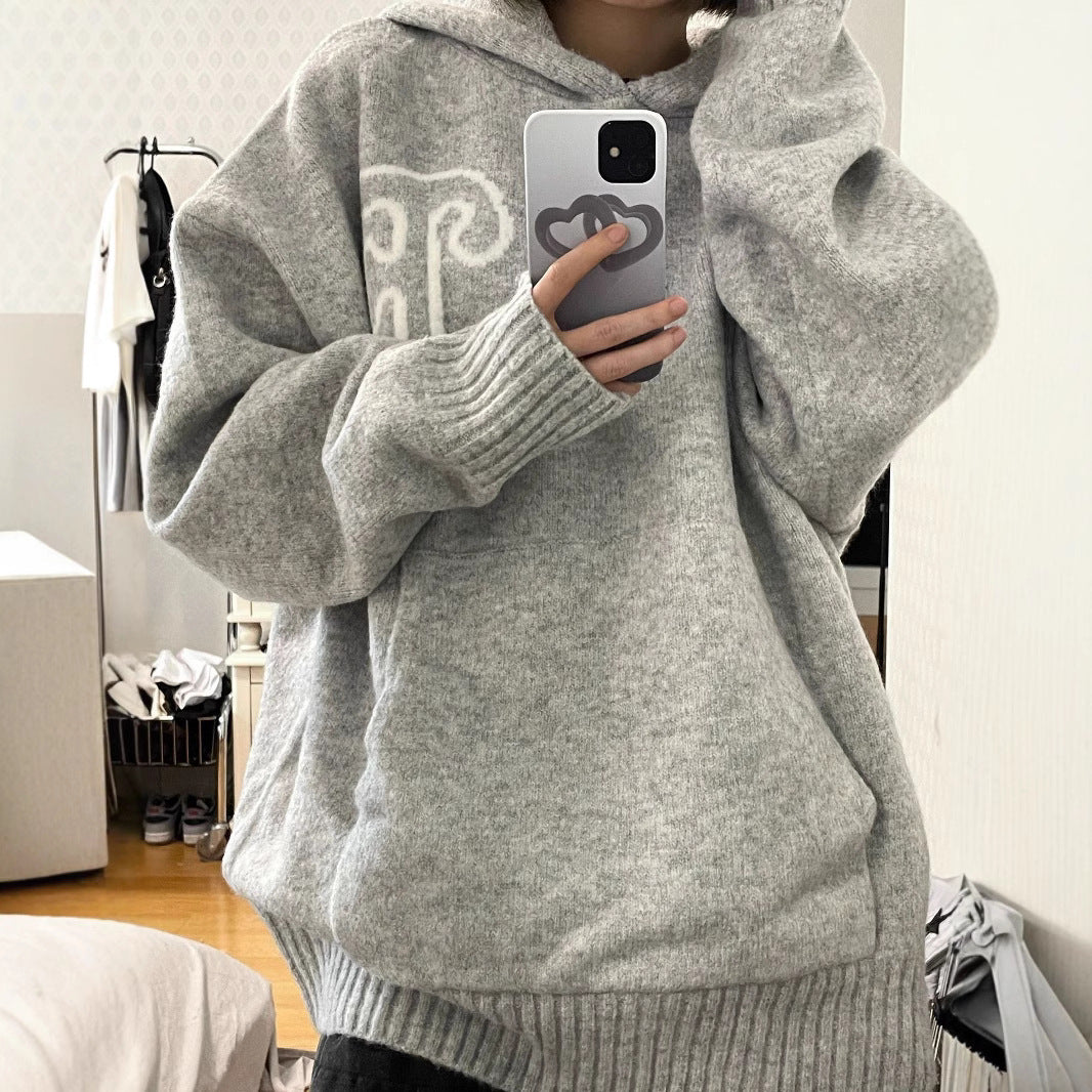 Damer Oversized Hoodie med breda ribbade muddar och elegant logotyp Eva Jonsson-Eva Jonsson